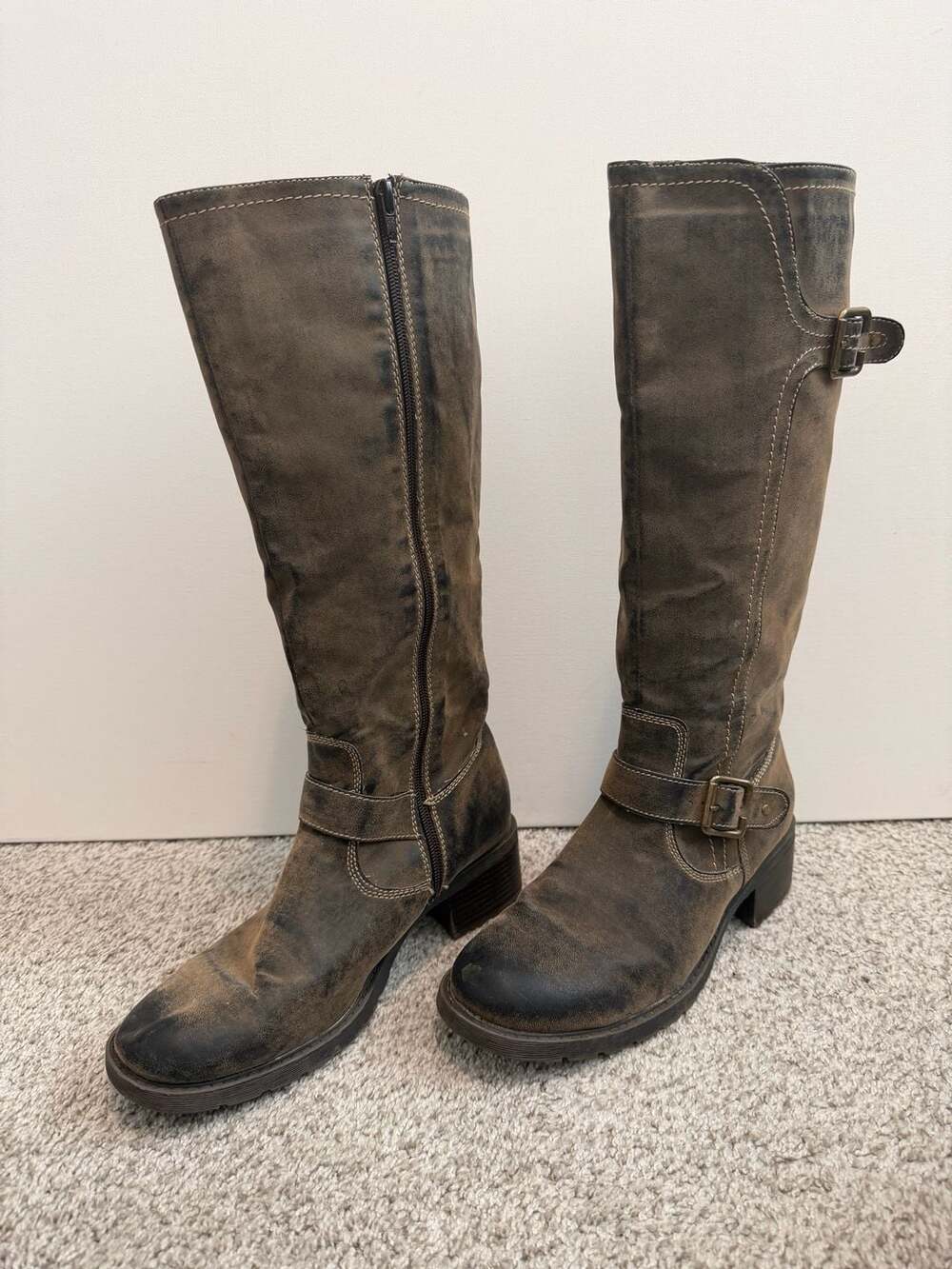 Nicole Archibald Tall Riding Boots Brown Suede Leather Boots Size 9M